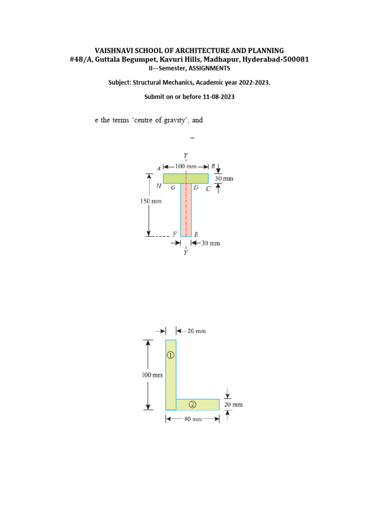 Structural Mechanics Assignments 2022-23 | PDF