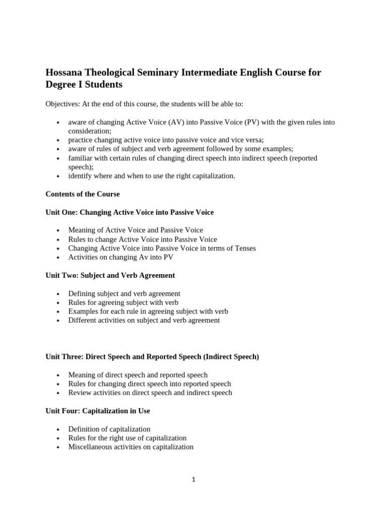 Intermediate English Course Syllabus | PDF