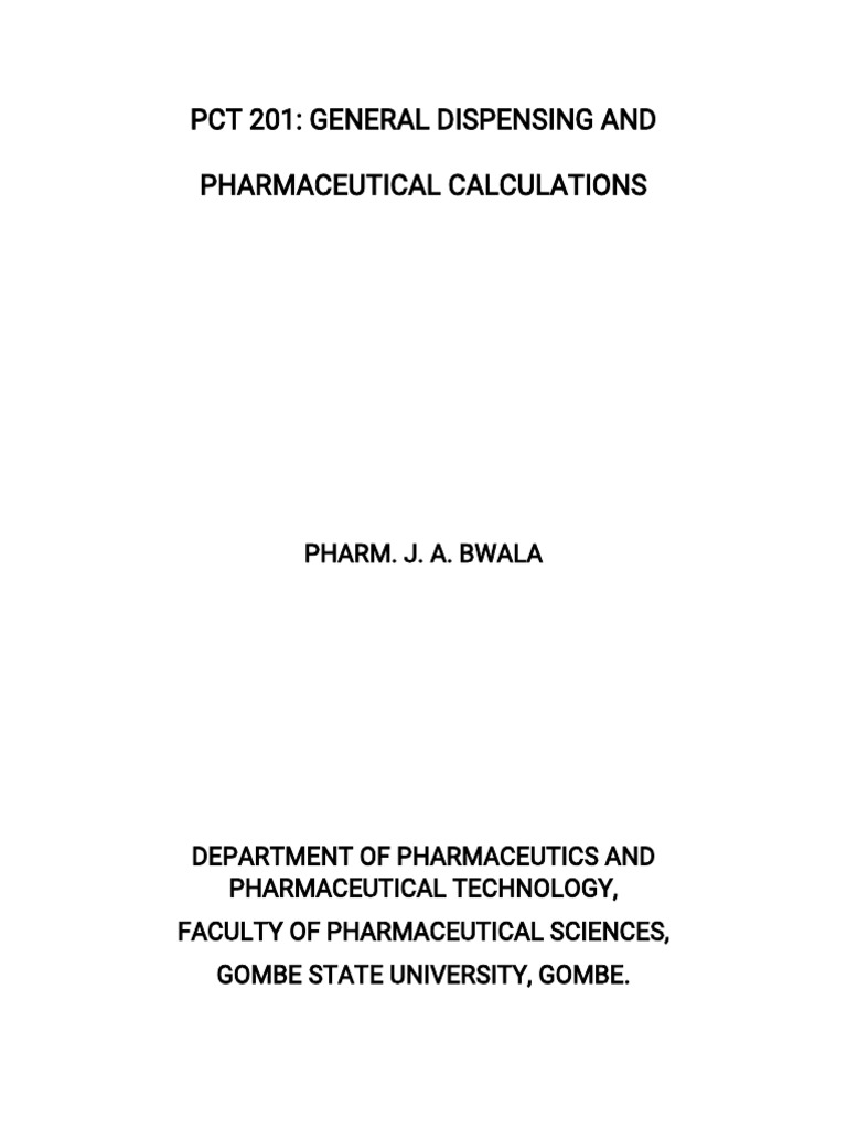 PCT 201 Notes Pharm Bwala | PDF