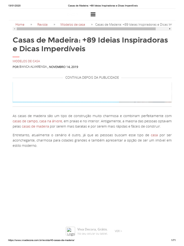 Ideias e Dicas para Casas de Madeira | PDF | Madeira