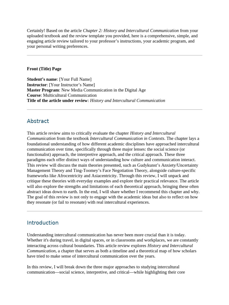 Article Review | PDF | Behavioural Sciences | Liberal Arts Education