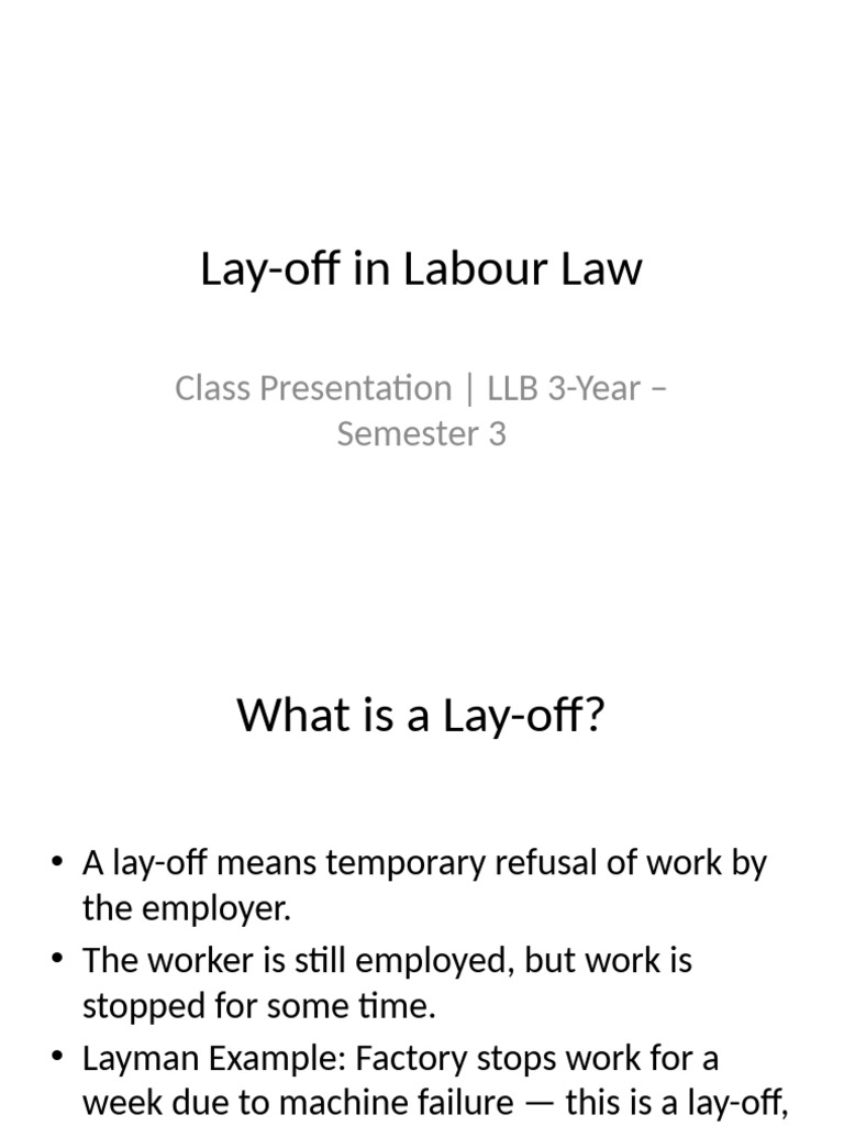 Lay Off in Labour Law Presentation Styled | PDF