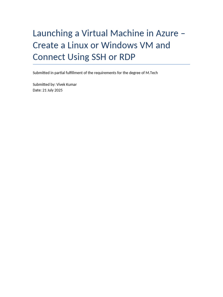 Deploy Linux & Windows VMs on Azure | PDF | Virtual Machine | Microsoft ...