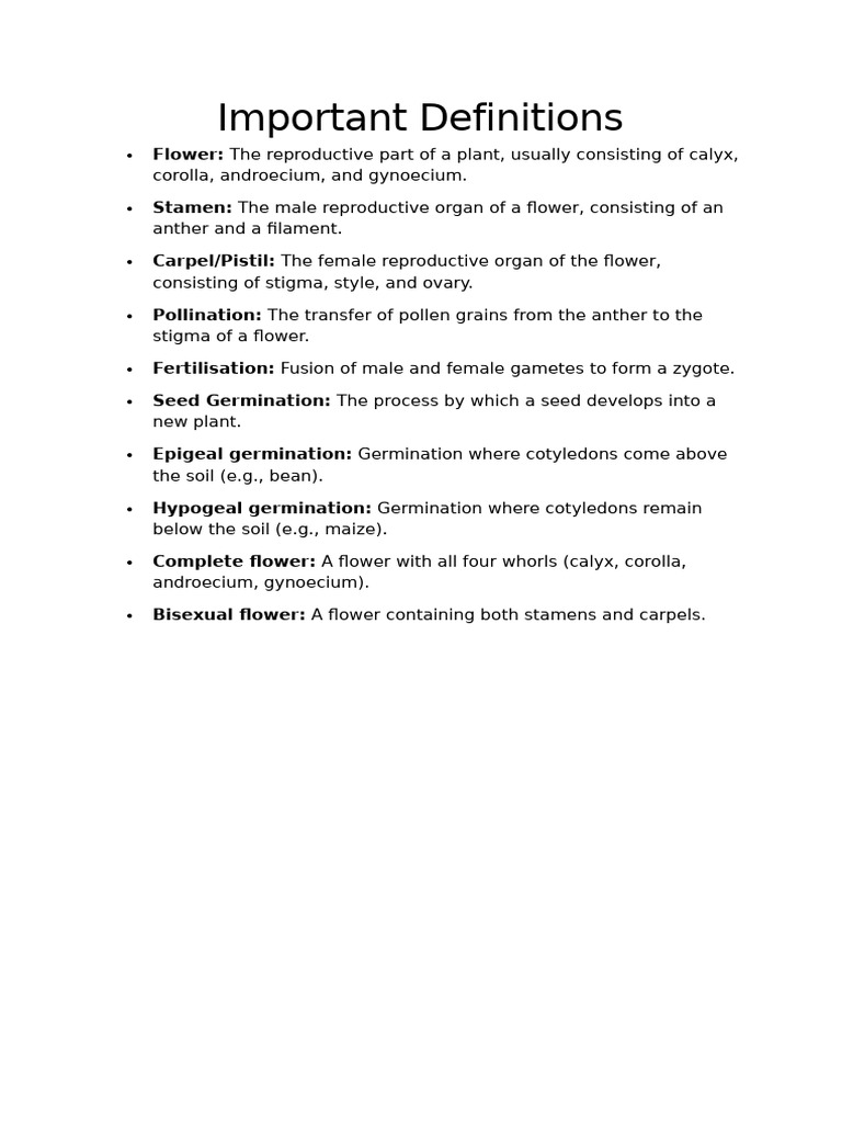 Important Definitions Ch-2 | PDF