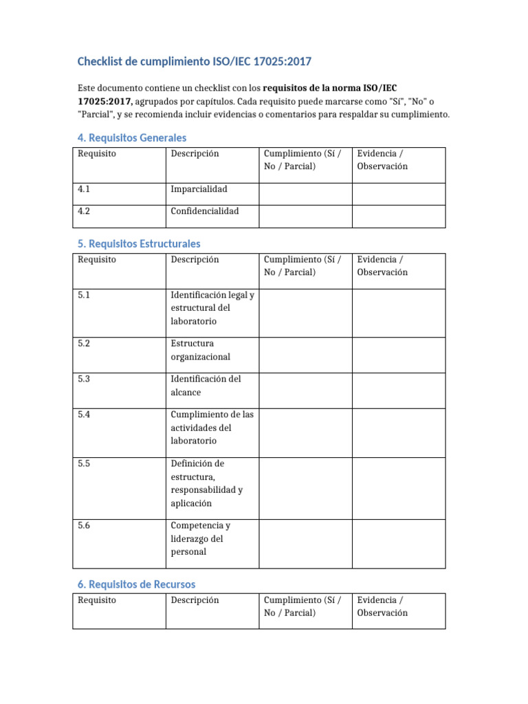 Checklist ISO/IEC 17025:2017 | PDF | Metrología