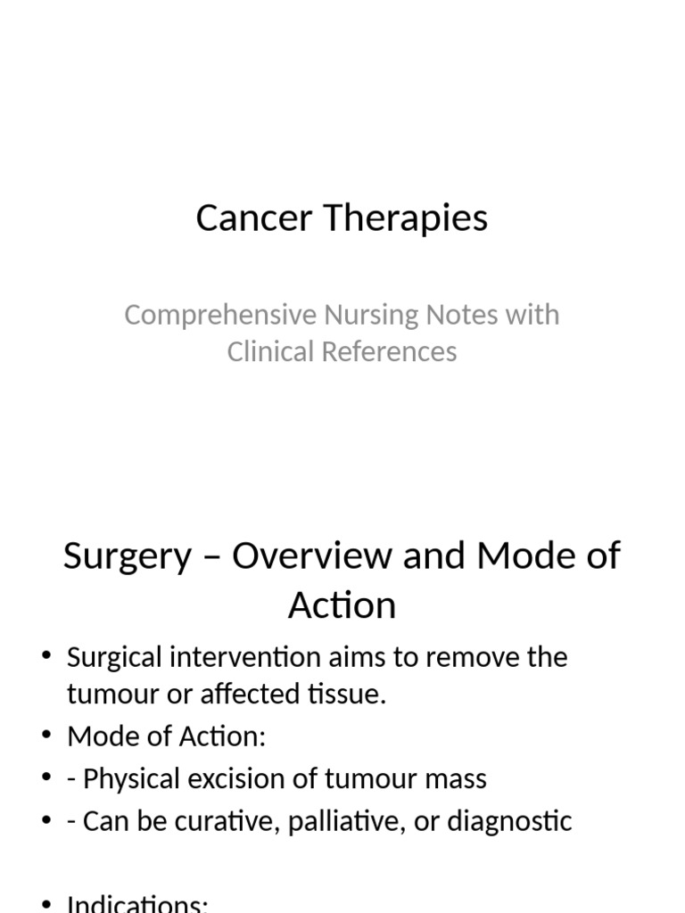 Cancer Therapy Nursing Notes Guide | PDF