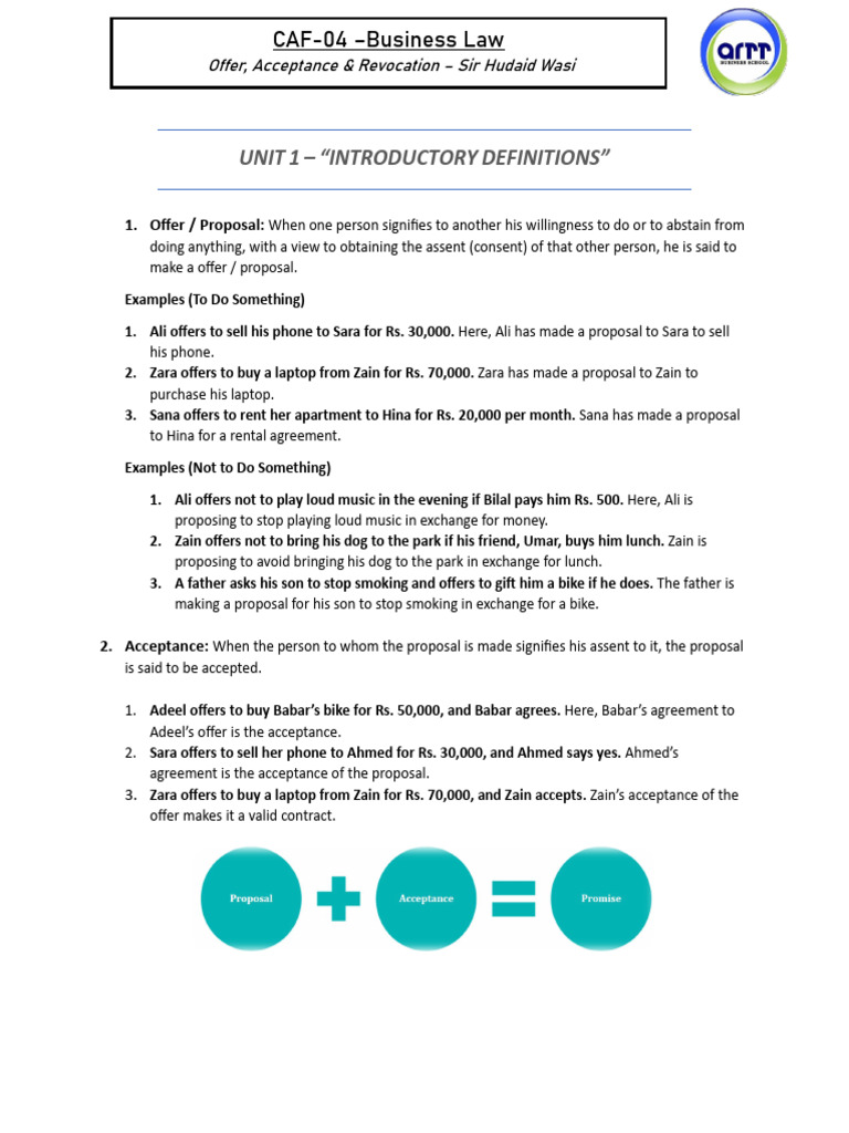 Chapter # 2 - Offer, Acceptance & Revocation | PDF | Offer And ...