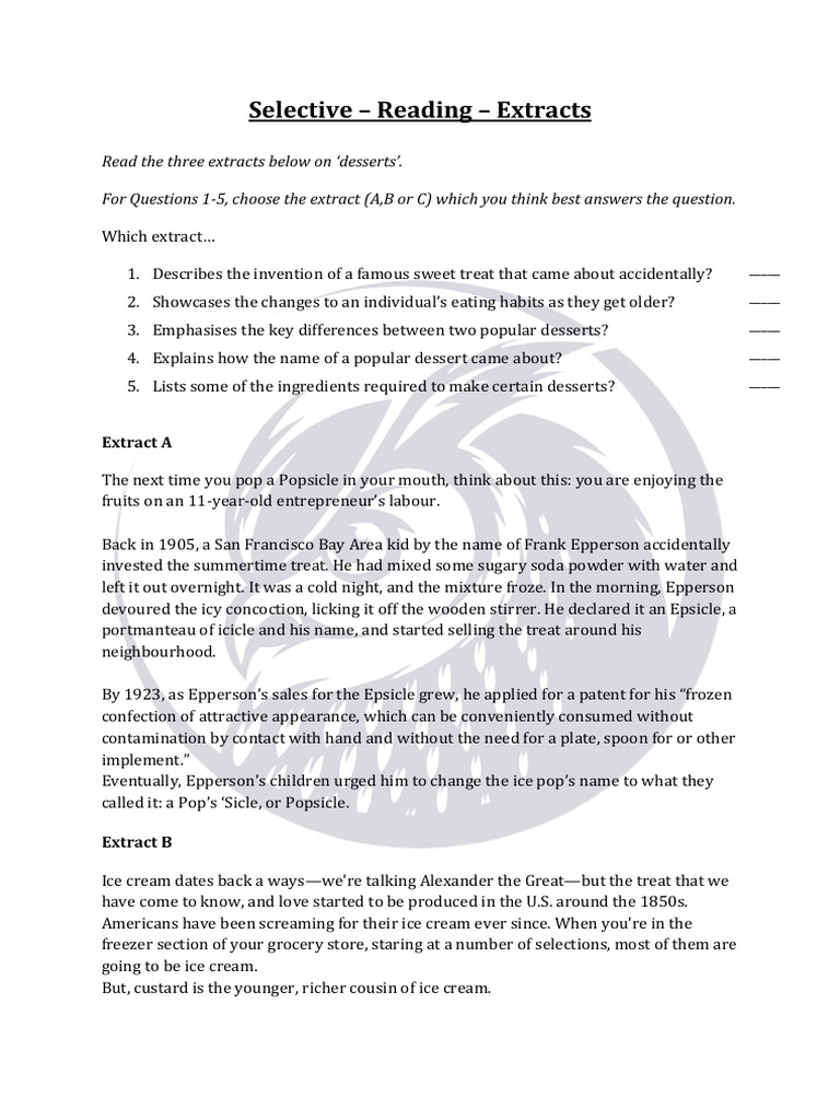 Selective Reading 20 08 | PDF | Cooking | Foods