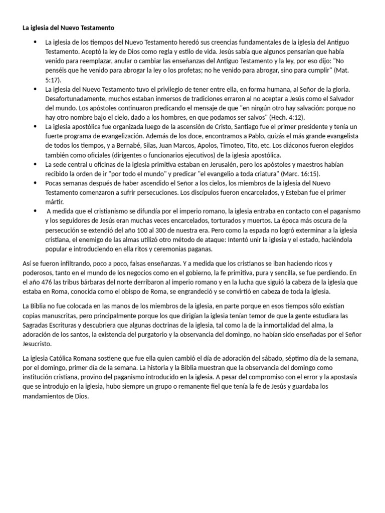 Orígenes y desafíos de la iglesia del Nuevo Testamento | PDF | Iglesia ...