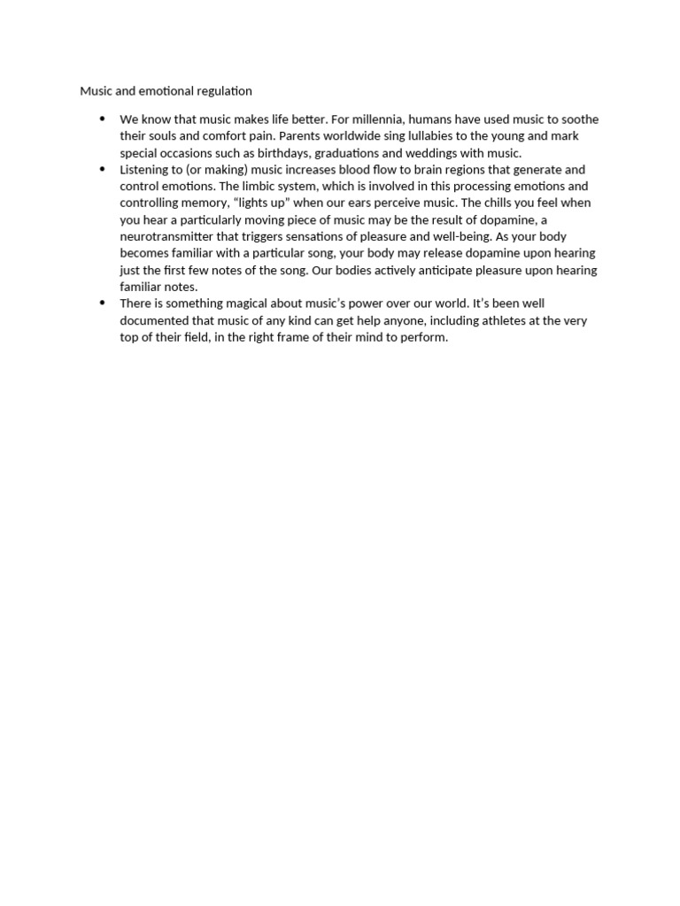 Music and Emotional Regulation | PDF | Emotions | Psychology