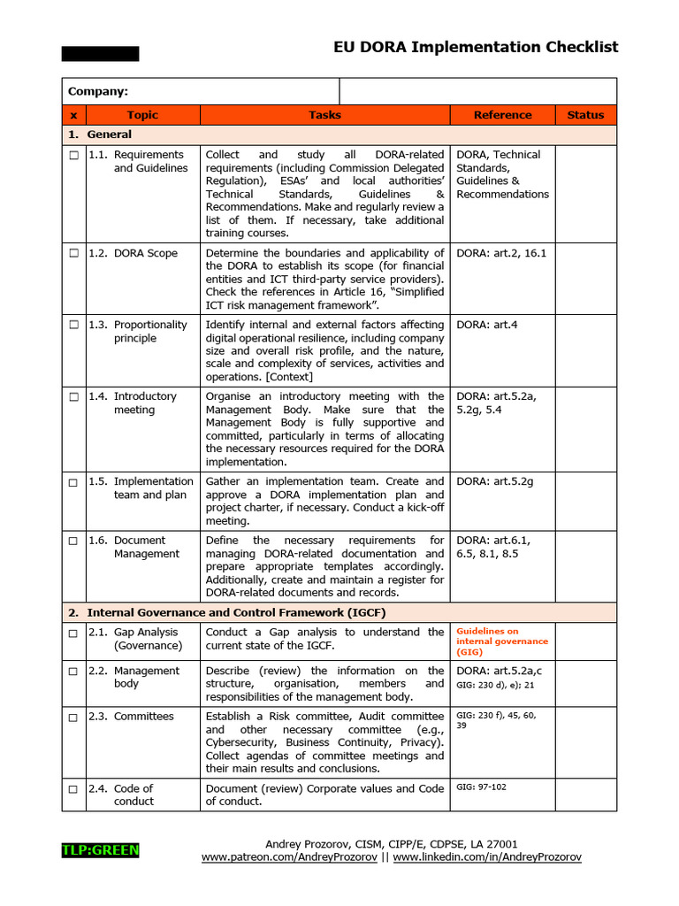 EU DORA Compliance Checklist Guide | PDF | Risk Management | Regulatory ...