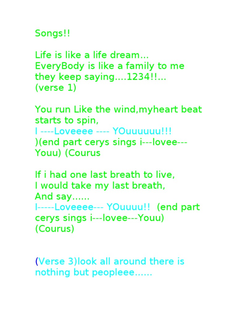 Love and Life in Song Lyrics | PDF