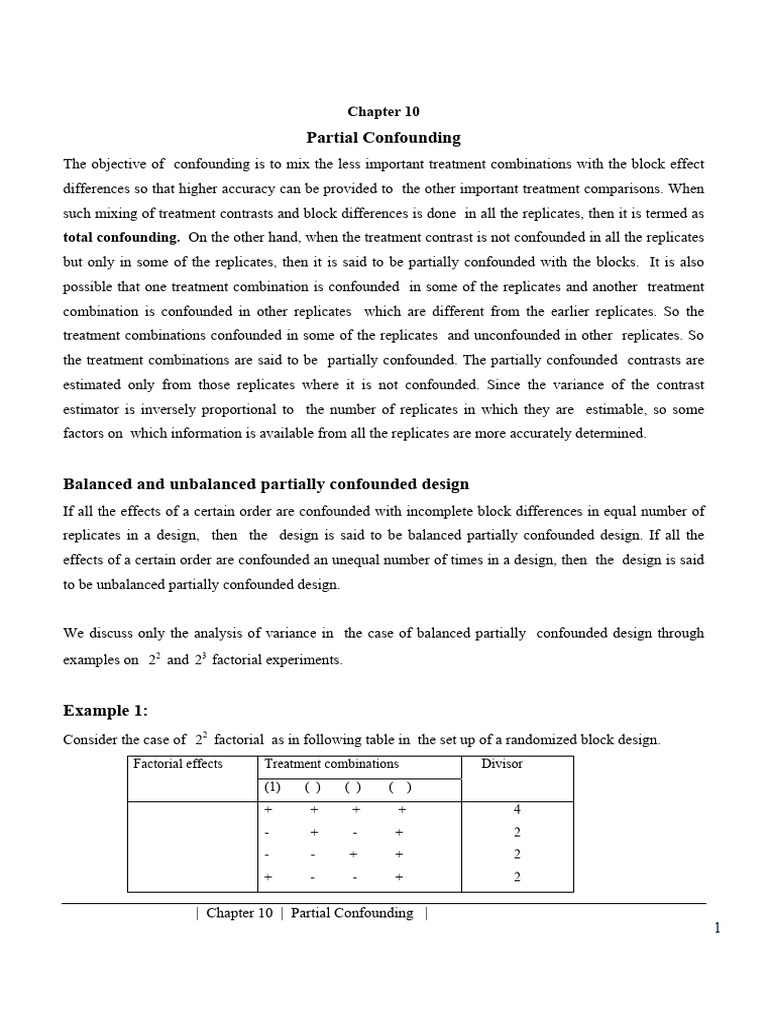 Partial Confounding in ANOVA Analysis | PDF | Statistical Theory ...