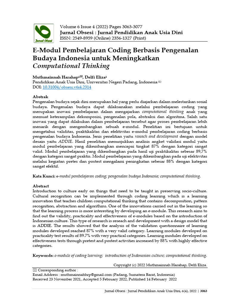 E-Modul Coding untuk Anak Usia Dini | PDF