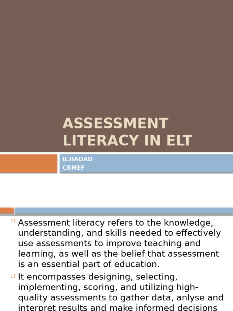 Understanding Assessment Literacy in ELT | PDF | Educational Assessment ...