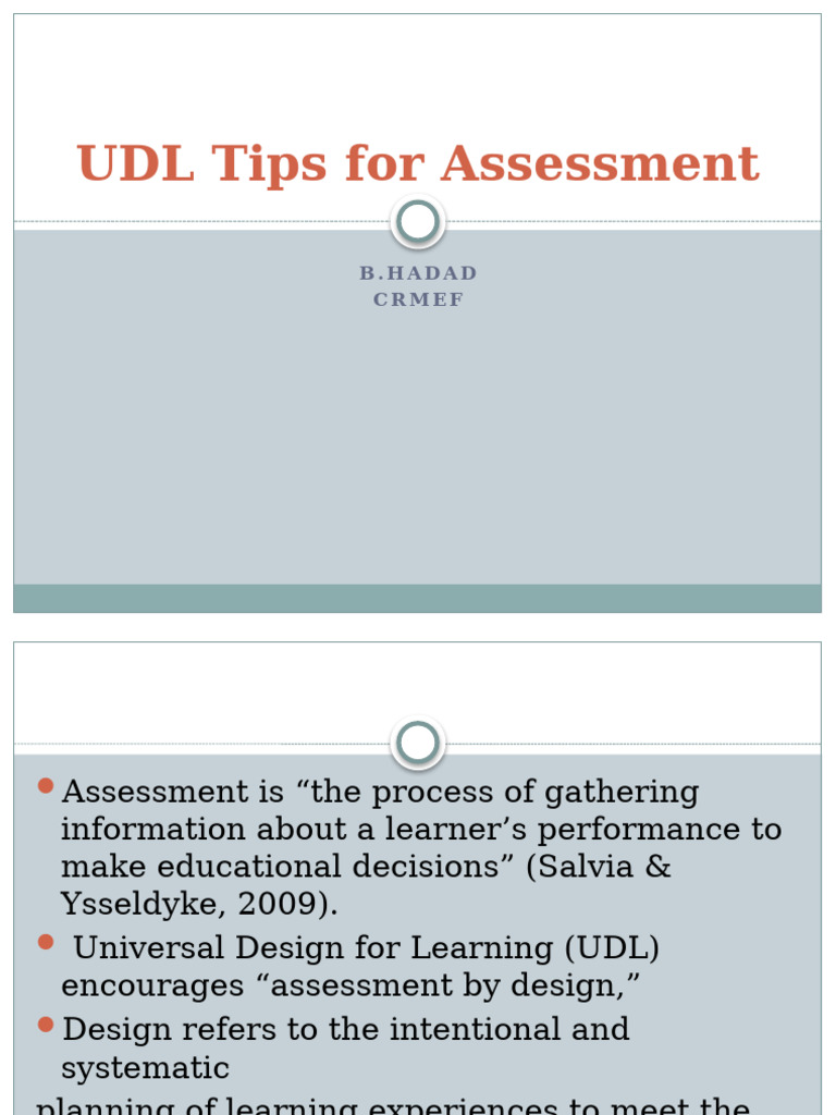 7-1 UDL Tips For Assessment | PDF | Educational Assessment | Intelligence