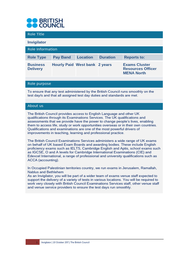 Invigilator Role Application Guide | PDF