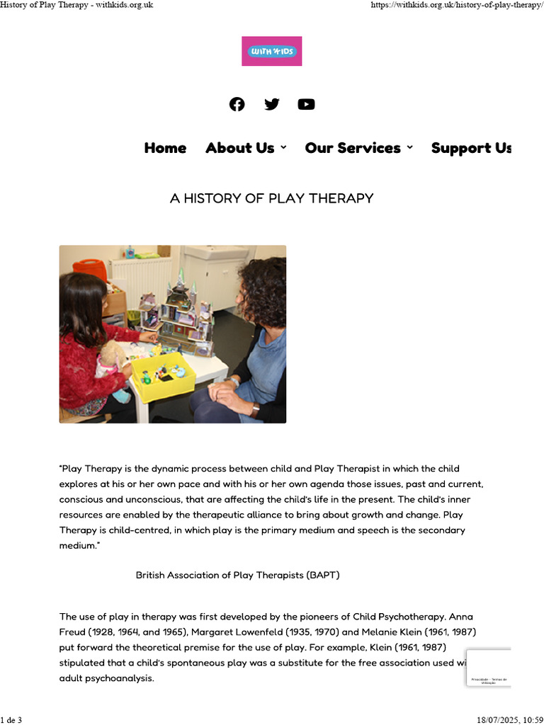 History of Play Therapy - Withkids - Org.uk | PDF