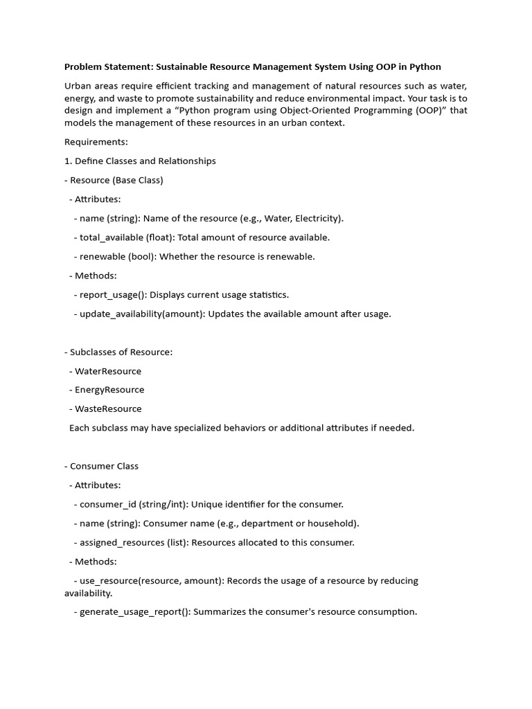 Sustainable Resource Management in Python | PDF | Inheritance (Object ...