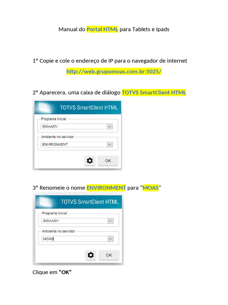 Acesso ao Portal HTML em Tablets e iPads | PDF
