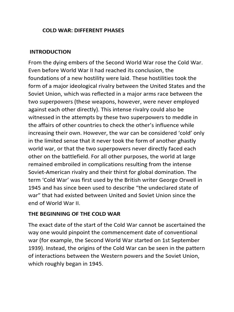 Cold War Phases: Origins & Key Events | PDF | Cold War | Soviet Union