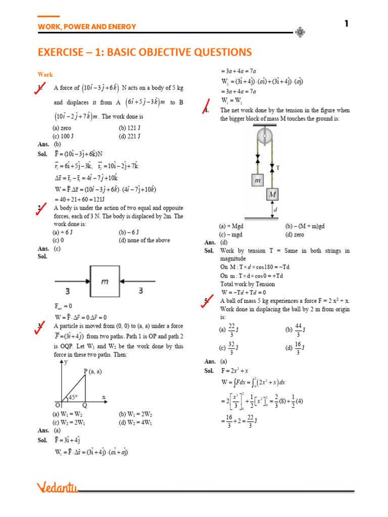 Work and Energy Problems for A-Level Physics | PDF | Force | Friction