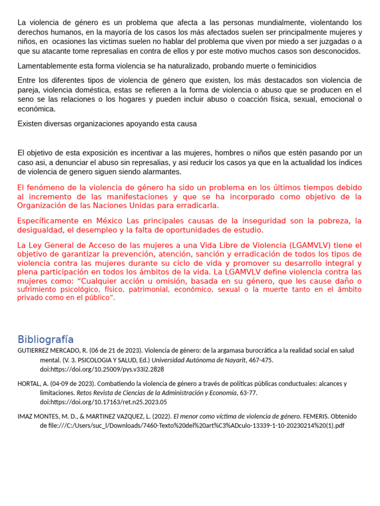 La Violencia de Género Es Un Problema Que Afecta A Las Personas ...