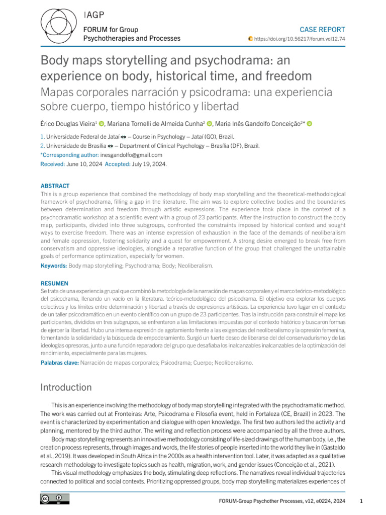Body Maps Storytelling and Psychodrama An Experien | PDF