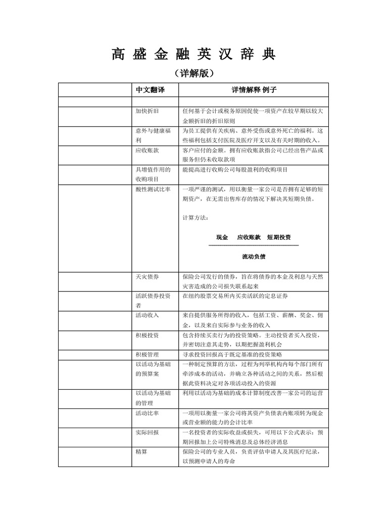 高盛金融词典（含详解） | PDF