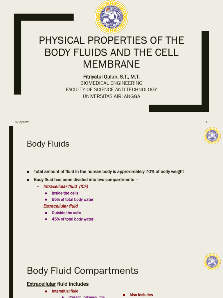 Physical Properties of The Body Fluids and The Cell Membrane | PDF ...