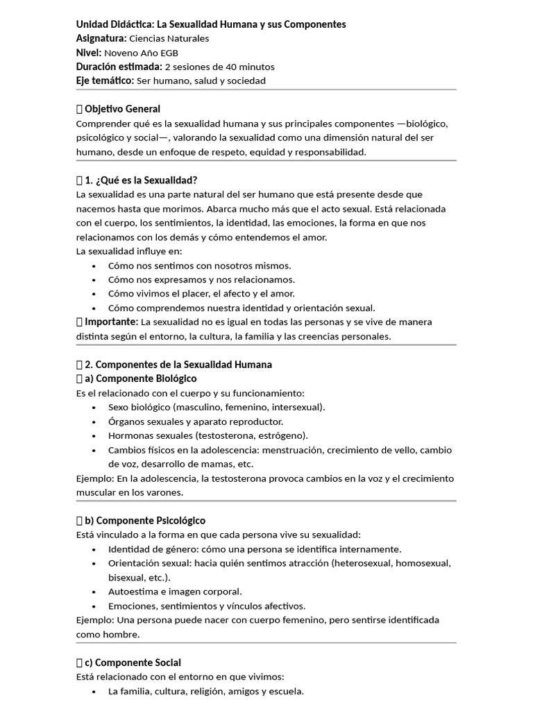 Componentes de la Sexualidad Humana | PDF | La sexualidad humana ...