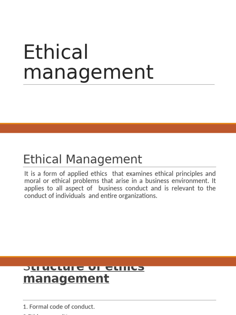 Structure of Ethical Management | PDF | Value (Ethics) | Business
