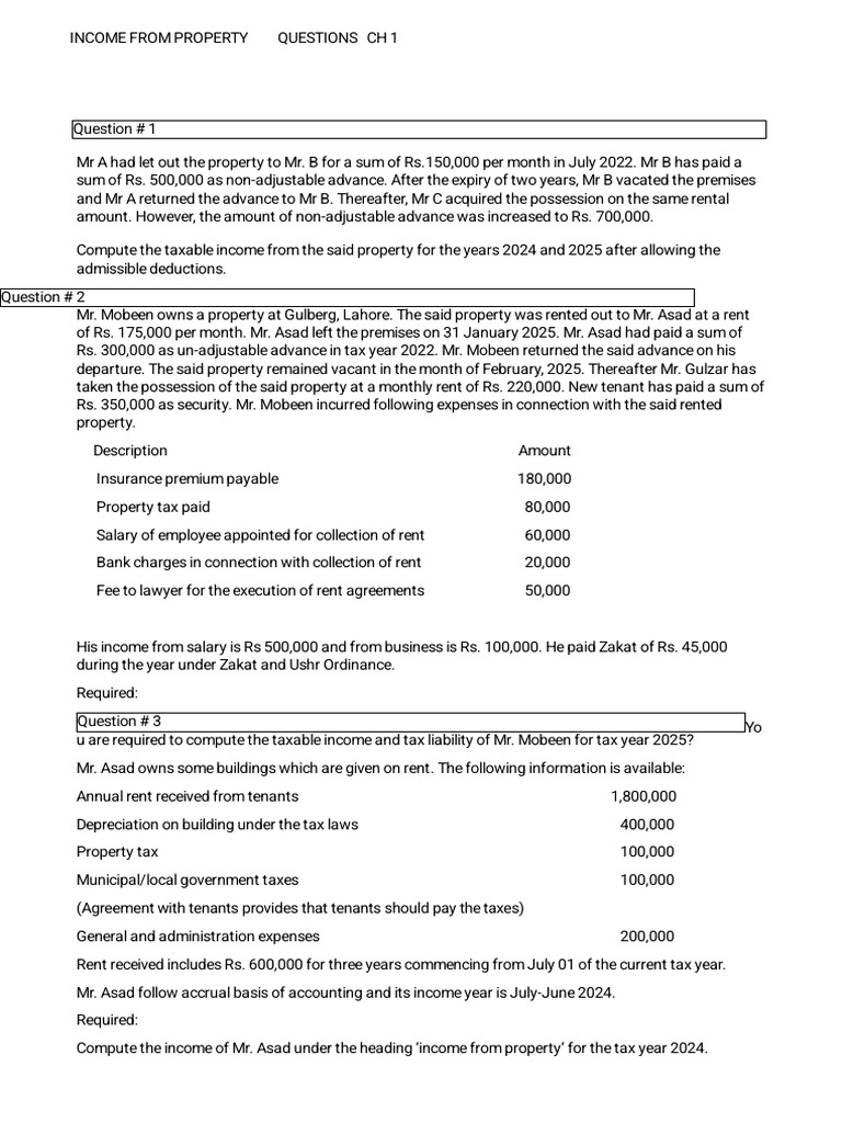 Taxable Income from Property Calculations | PDF | Expense | Taxes