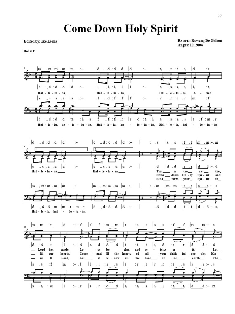 Come Down Holy Spirit Lyrics | PDF