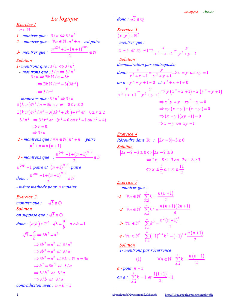 Exercices de logique mathématique | PDF | Logique mathématique | Logique