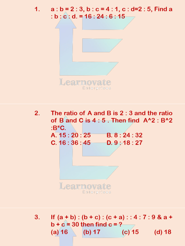 Ratios and Proportions Practice Problems | PDF