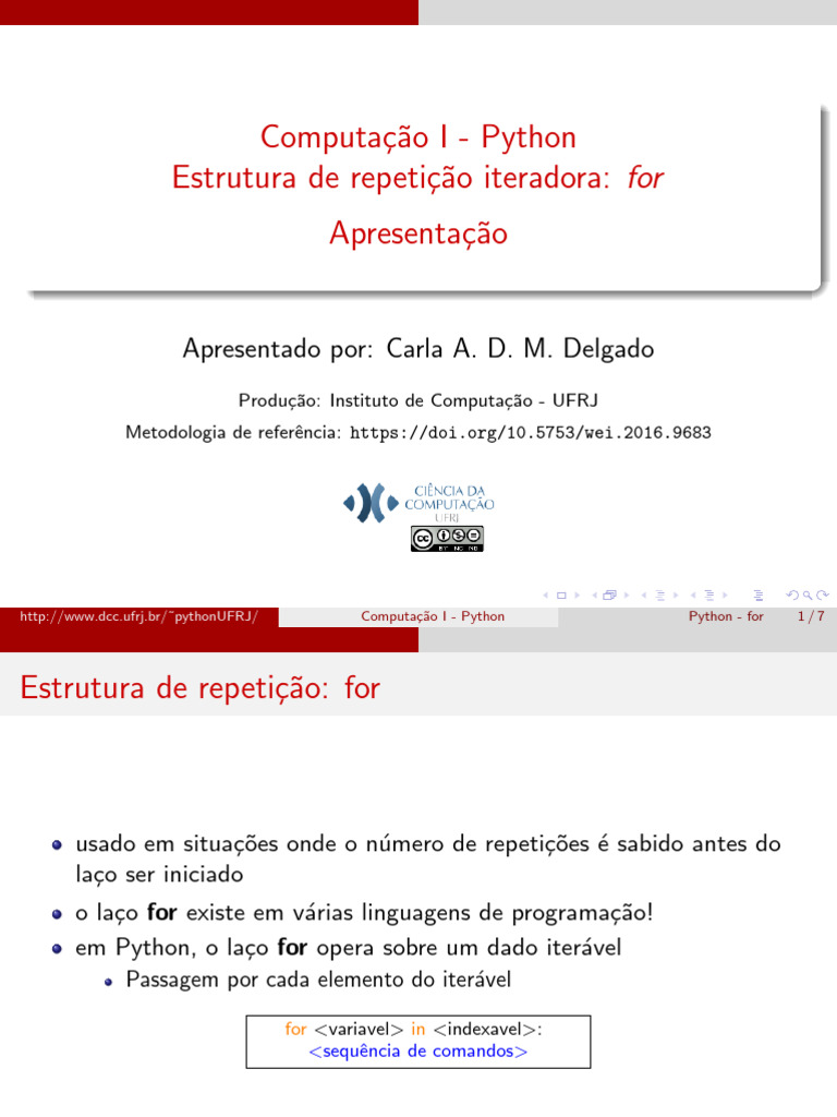 Estrutura de Repetição: For em Python | PDF | Python (linguagem de ...