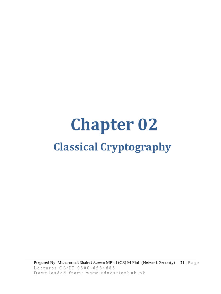 Information Security Handouts Chapter 02 Classical Cryptography | PDF ...