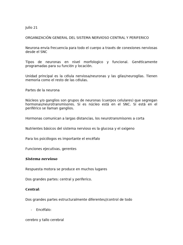 Estructura y Función del Sistema Nervioso | PDF | Sinapsis | Las emociones