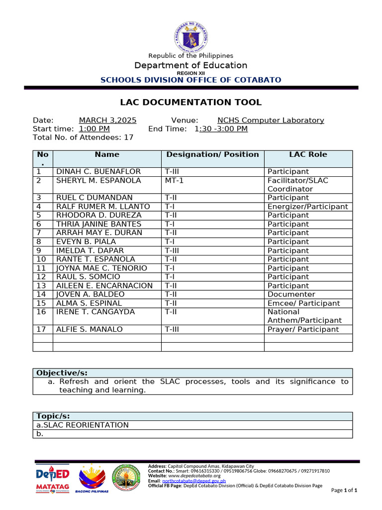 LAC Documentation Tool Overview | PDF