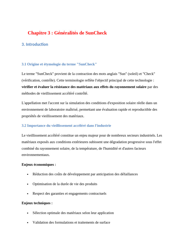 Généralités sur SunCheck et vieillissement des matériaux | PDF | Ultra ...