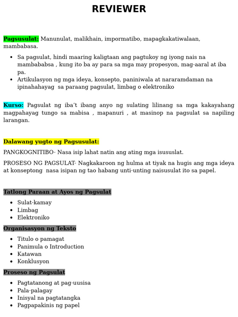 PILING LARANG Reviewer. | PDF
