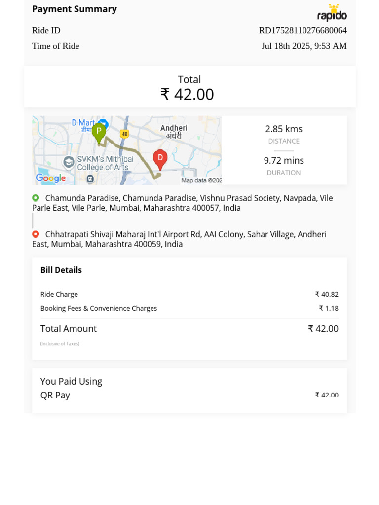 Mumbai Taxi Ride Invoice Summary | PDF | Invoice | Taxes