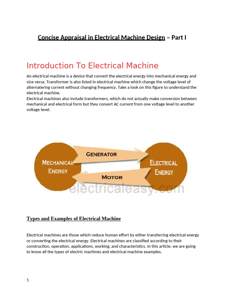 Electrical Machine Design Overview | PDF | Electromagnetic Induction ...