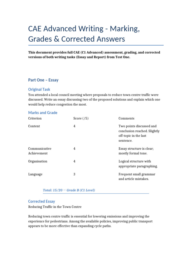 CAE Writing Tasks: Essays & Reports Guide | PDF | Public Transport ...