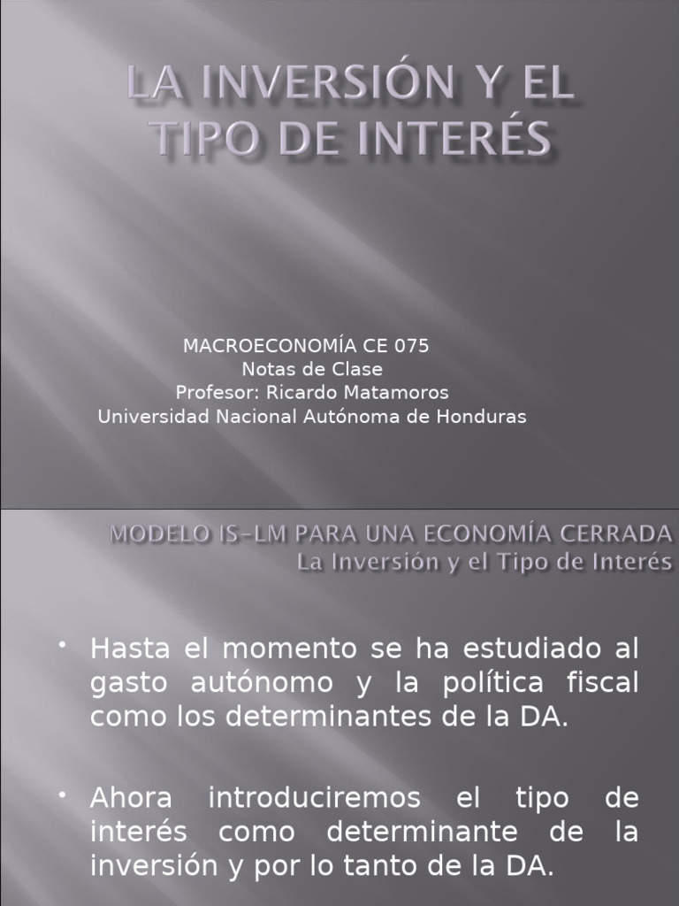 La Inversión y El Tipo de Interés | PDF | Tasas de interés | Inversiones