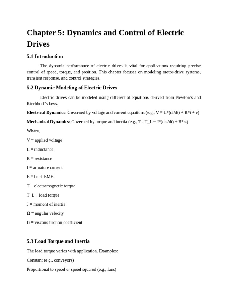 Dynamics and Control of Electric Drives | PDF | Electric Motor ...