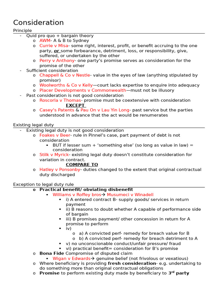 Understanding Legal Consideration Principles | PDF | Estoppel | Parol ...