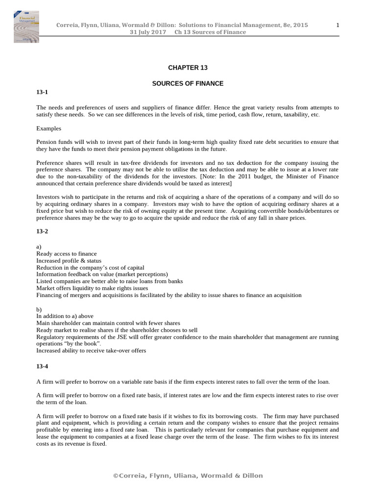 Sources of Finance Explained | PDF | Preferred Stock | Interest