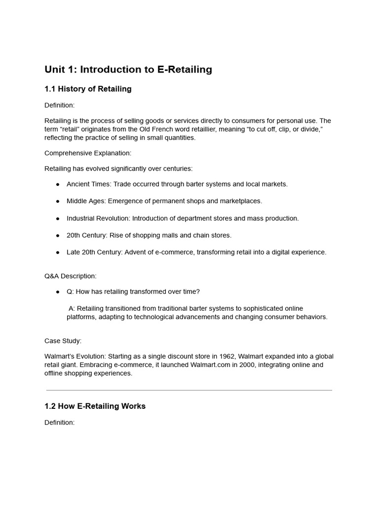 Introduction to E-Retailing Concepts | PDF | Retail | Online Shopping